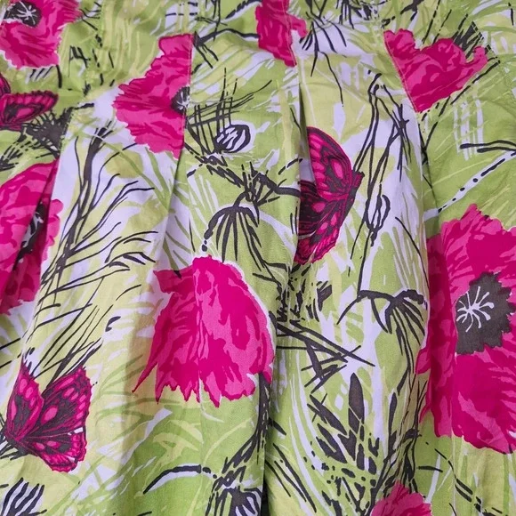 Talbots Floral Butterfly A-Line Green Red Skirt - Picture 4 of 12